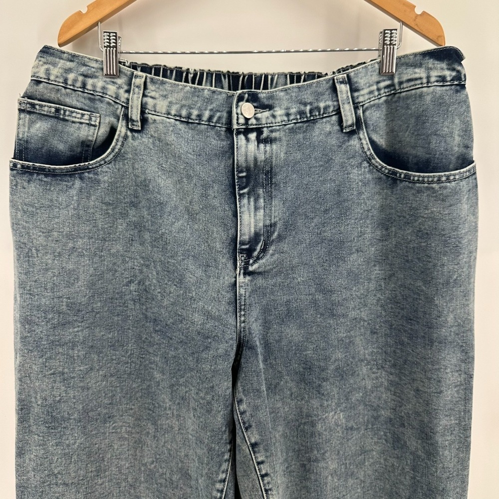 Shein Curve Jeans Womens 3XL Blue Denim High Waist Elastic Back Pink Bow Pockets